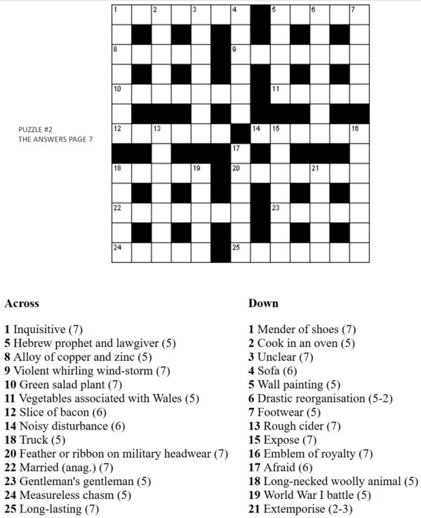 5 Easy Crosswords with Solutions - Image 2